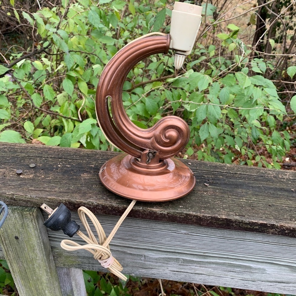 Antique Art Deco Wall Light Lamp Sconce Copper